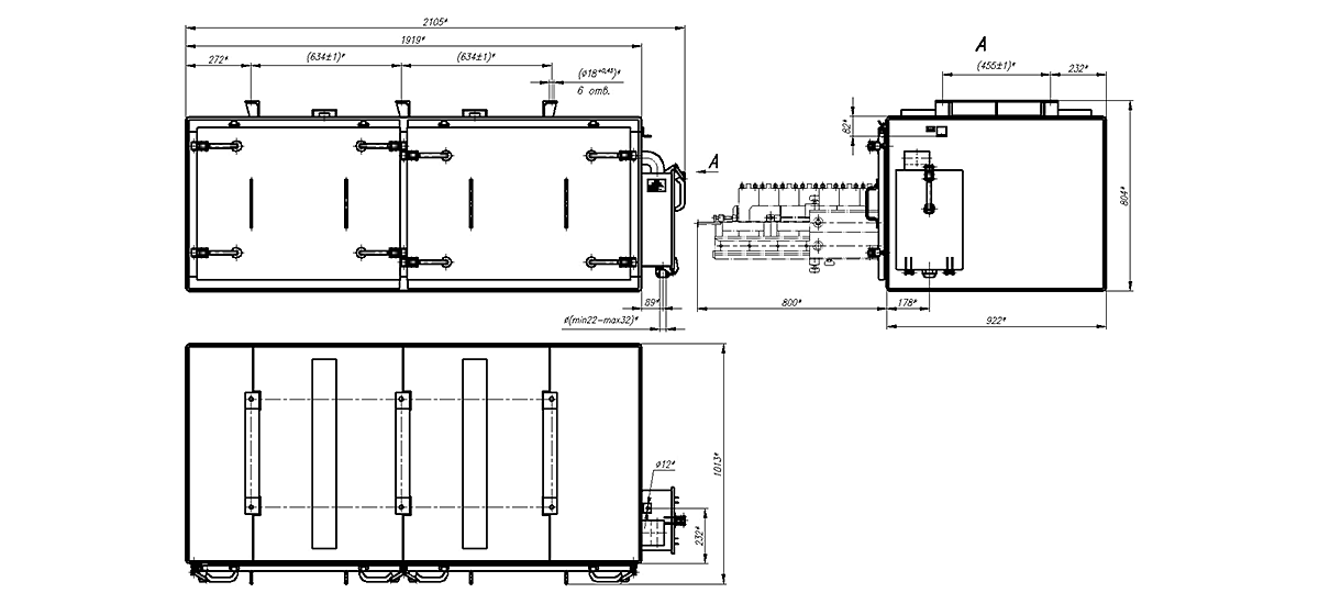General View and Overall and Connection Dimensions of АЯ-110 Box